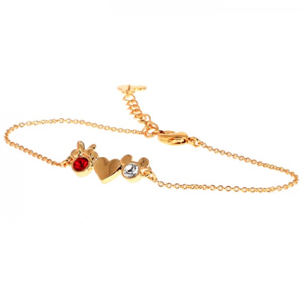 Mickey & Minnie Gold and Crystal bracelet, by Arribas and Disneyland Paris Mickey & Minnie Gold and Crystal bracelet, by Arribas and Disneyland Paris