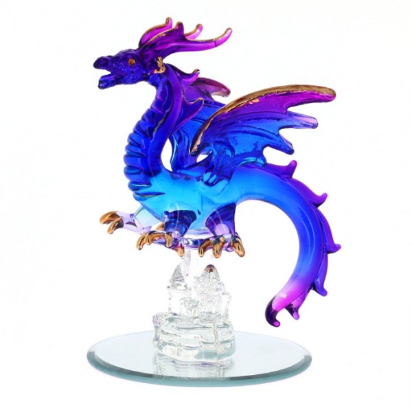 Disneyland Paris Castle Blue Dragon glass figure, by Arribas Collection