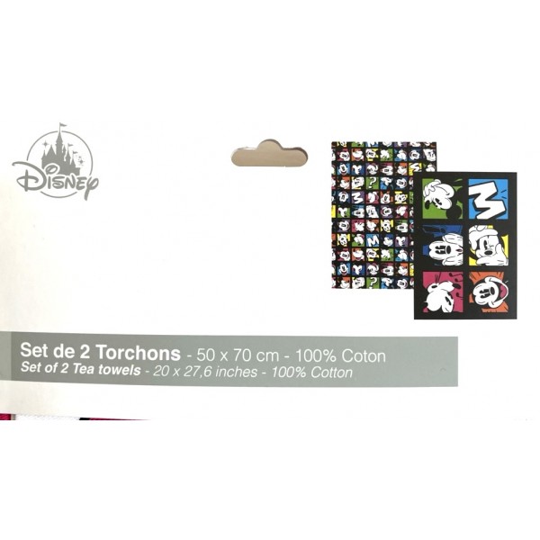 Disneyland Paris Mickey multi-faces Tea Towels set Disneyland Paris Mickey multi-faces Tea Towels set