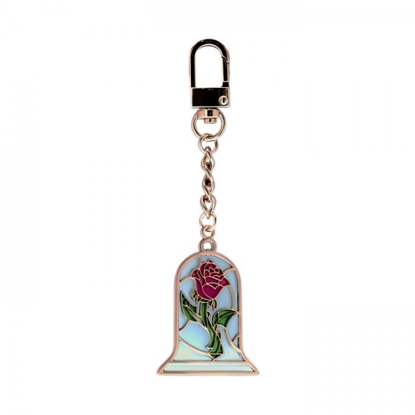 Beauty and the Beast rose Stained Glass Keychain, by Arribas Disneyland Paris Beauty and the Beast rose Stained Glass Keychain, by Arribas Disneyland Paris