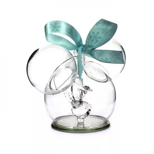 Disneyland Paris Olaf in glass Mickey Icon Bauble, by Arribas Disneyland Paris Olaf in glass Mickey Icon Bauble, by Arribas