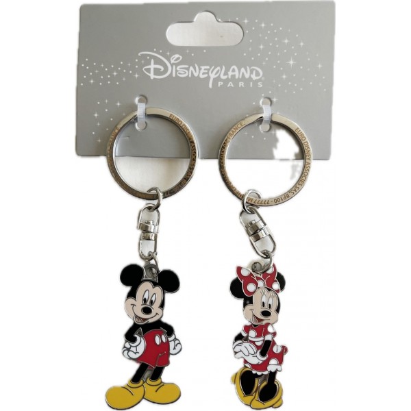 Disneyland Paris Mickey and Minnie Metal Keyring set