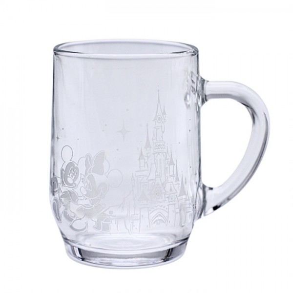 Disneyland Paris Mickey and Minnie glass mug, by Arribas and Disneyland Disneyland Paris Mickey and Minnie glass mug, by Arribas and Disneyland