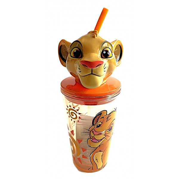 Simba Head Cup with Straw, Disneyland Paris Simba Head Cup with Straw, Disneyland Paris