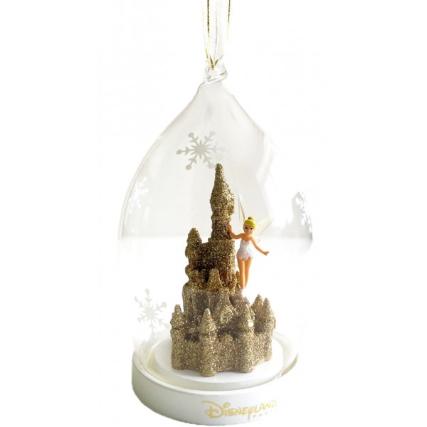 Disneyland Paris Castle and Tinker Bell in gold Christmas Dome Ornament Disneyland Paris Castle and Tinker Bell in gold Christmas Dome Ornament