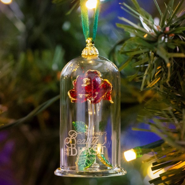Disney Beauty and the Beast Glass Dome Christmas Ornament, Arribas Glass Collection Disney Beauty and the Beast Glass Dome Christmas Ornament, Arribas Glass Collection