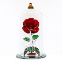 Belle et la Bete ( Beauty & Beast ) Glass Dome Rose Ornament, Arribas (Small)