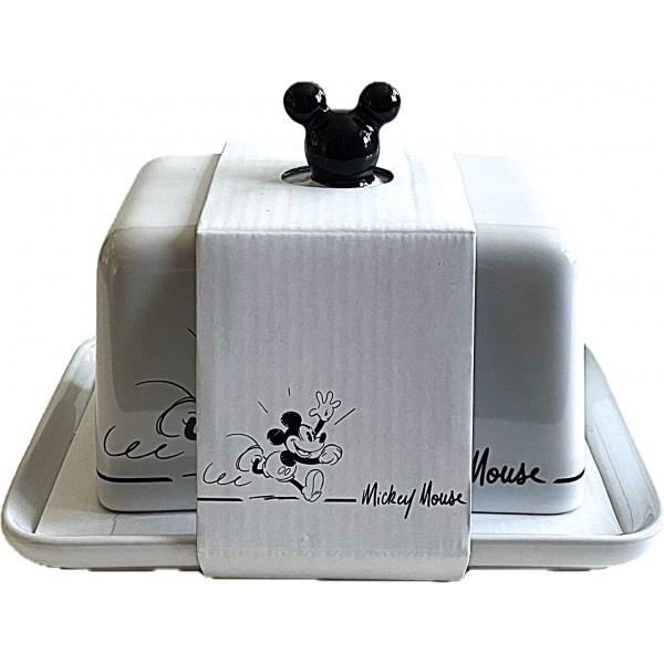 Disneyland Paris Mickey Sketch Black and White butter Stoneware dish Disneyland Paris Mickey Sketch Black and White butter Stoneware dish