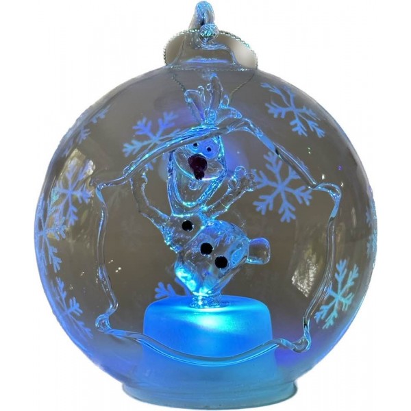 Disney Olaf Illuminated Christmas Bauble, Arribas Glass Collection Disney Olaf Illuminated Christmas Bauble, Arribas Glass Collection