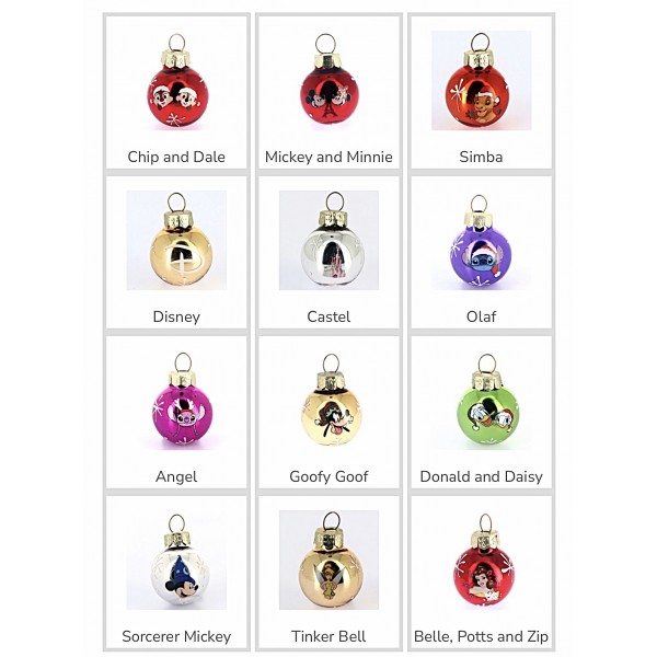 Christmas Disney Characters Glass Tree Custom 9 Baubles Choice, by Arribas Christmas Disney Characters Glass Tree Custom 9 Baubles Choice, by Arribas