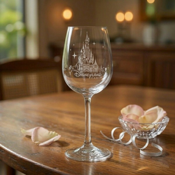 Disneyland Paris Castle engraved Wine Glass, by Arribas 