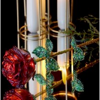 Red Rose Button in glass, Arribas Glass Collection