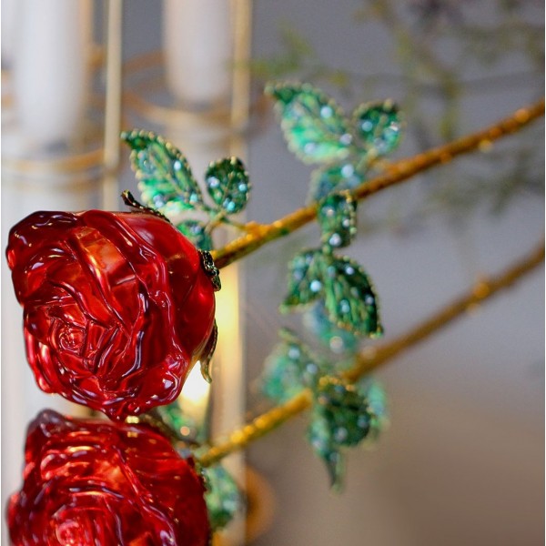 Red Rose Button in glass, Arribas Glass Collection Red Rose Button in glass, Arribas Glass Collection