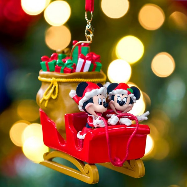 Disneyland Paris Mickey and Minnie Festive Sleigh Dangler Ornament Disneyland Paris Mickey and Minnie Festive Sleigh Dangler Ornament
