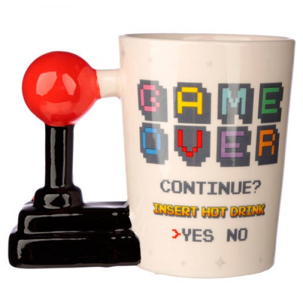 Joystick Shaped Handle Mug with Pixel Decal - Game Over Joystick Shaped Handle Mug with Pixel Decal - Game Over