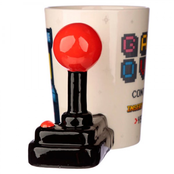 Joystick Shaped Handle Mug with Pixel Decal - Game Over Joystick Shaped Handle Mug with Pixel Decal - Game Over