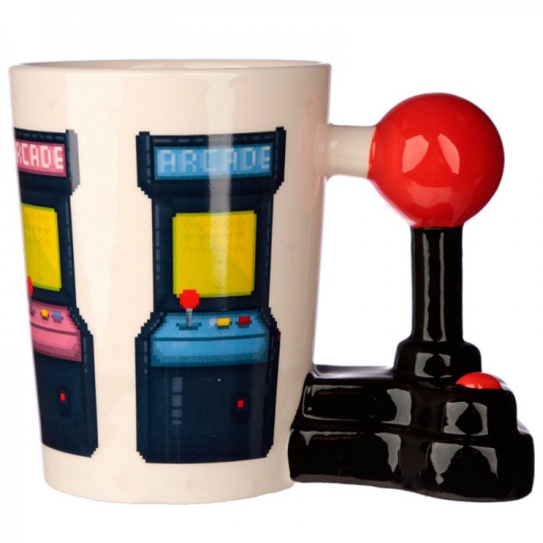 Joystick Shaped Handle Mug with Pixel Decal - Game Over Joystick Shaped Handle Mug with Pixel Decal - Game Over