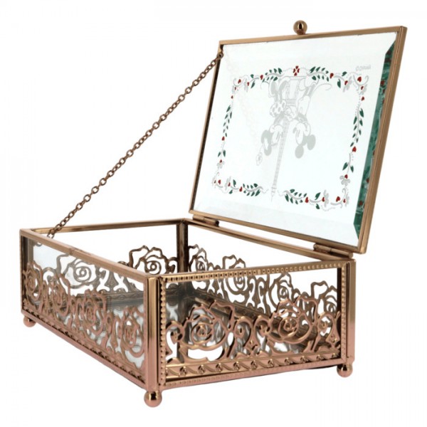 Mickey & Minnie in Paris rectangle glass jewellery box, by Arribas Disneyland Paris Mickey & Minnie in Paris rectangle glass jewellery box, by Arribas Disneyland Paris