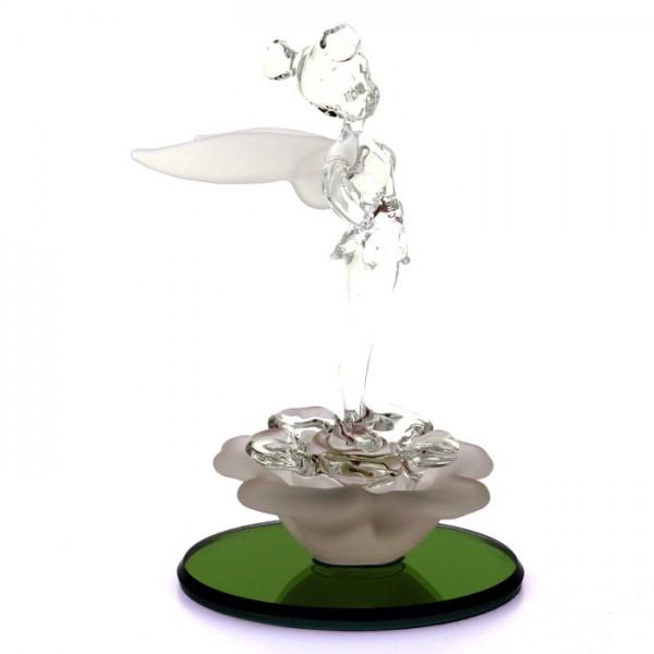 Disney Tinkerbell glass figure on flower in mirror, by Arribas Disneyland Paris Disney Tinkerbell glass figure on flower in mirror, by Arribas Disneyland Paris