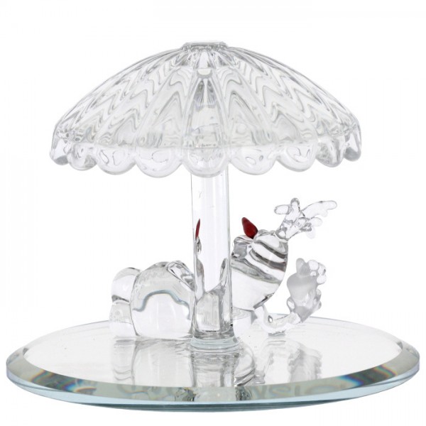 Olaf under parasol glass figurine, by Arribas Disneyland Paris Olaf under parasol glass figurine, by Arribas Disneyland Paris