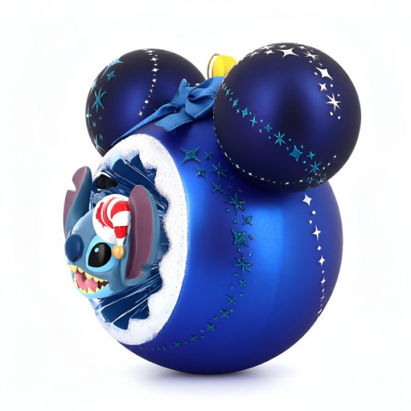 Stitch Christmas Dangler Ornament, by Arribas Disneyland Paris Glass Collection Stitch Christmas Dangler Ornament, by Arribas Disneyland Paris Glass Collection