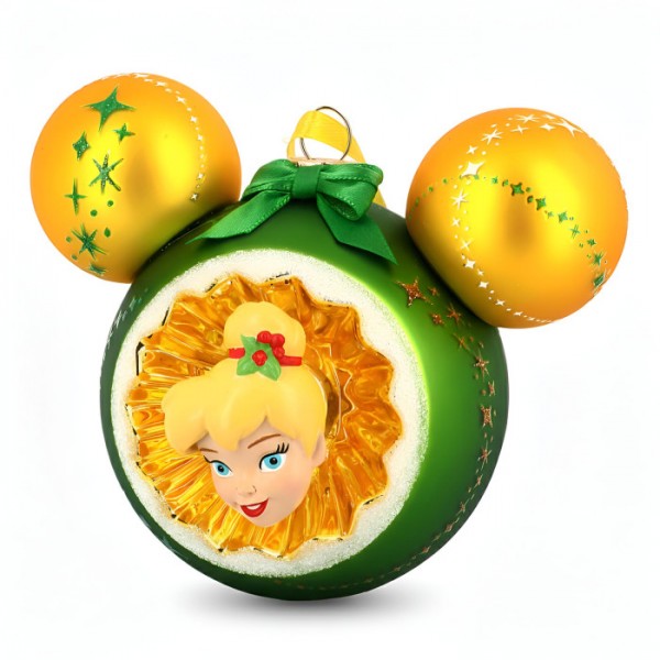 Tinker Bell Christmas Glass Dangler Ornament, by Arribas Disneyland Paris Glass Collection Tinker Bell Christmas Glass Dangler Ornament, by Arribas Disneyland Paris Glass Collection