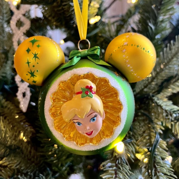 Tinker Bell Christmas Glass Dangler Ornament, by Arribas Disneyland Paris Glass Collection Tinker Bell Christmas Glass Dangler Ornament, by Arribas Disneyland Paris Glass Collection